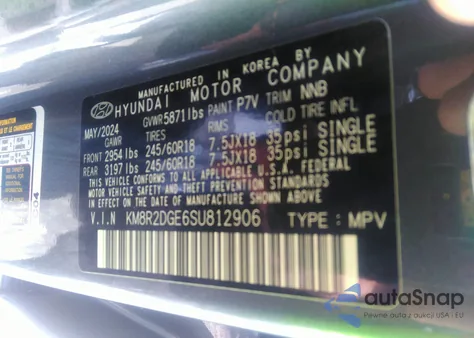 2025 Hyundai Palisade Sel z USA, uszkodzony, nr VIN KM8R2DGE6SU812906